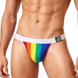 Jockmail Medium (27-30) Rainbow Striped Jockstrap Old School Pride JM228